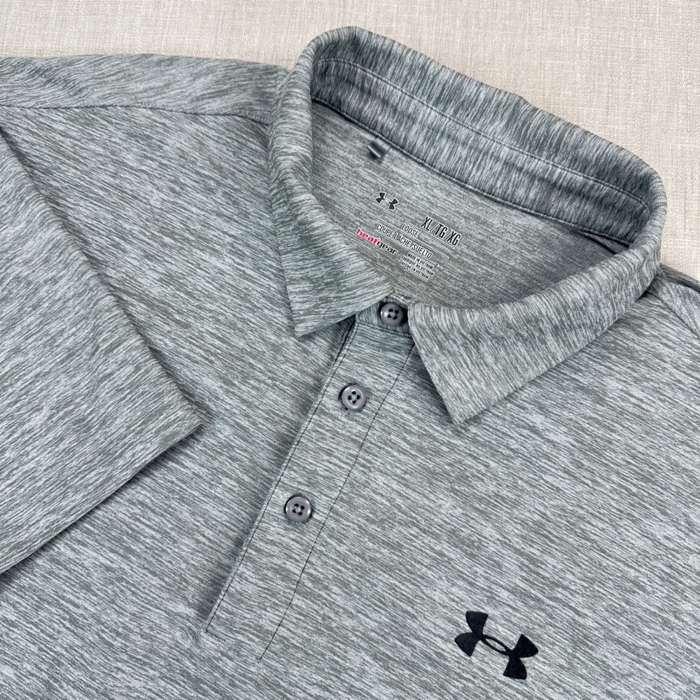Under Armour Polo Mens XL Gray HeatGear Loose Golf Performance Shirt EUC